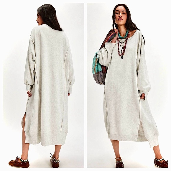 NEW Free People x We The Free Camden Maxi Sweatshirt Dress - Picture 1 of 6